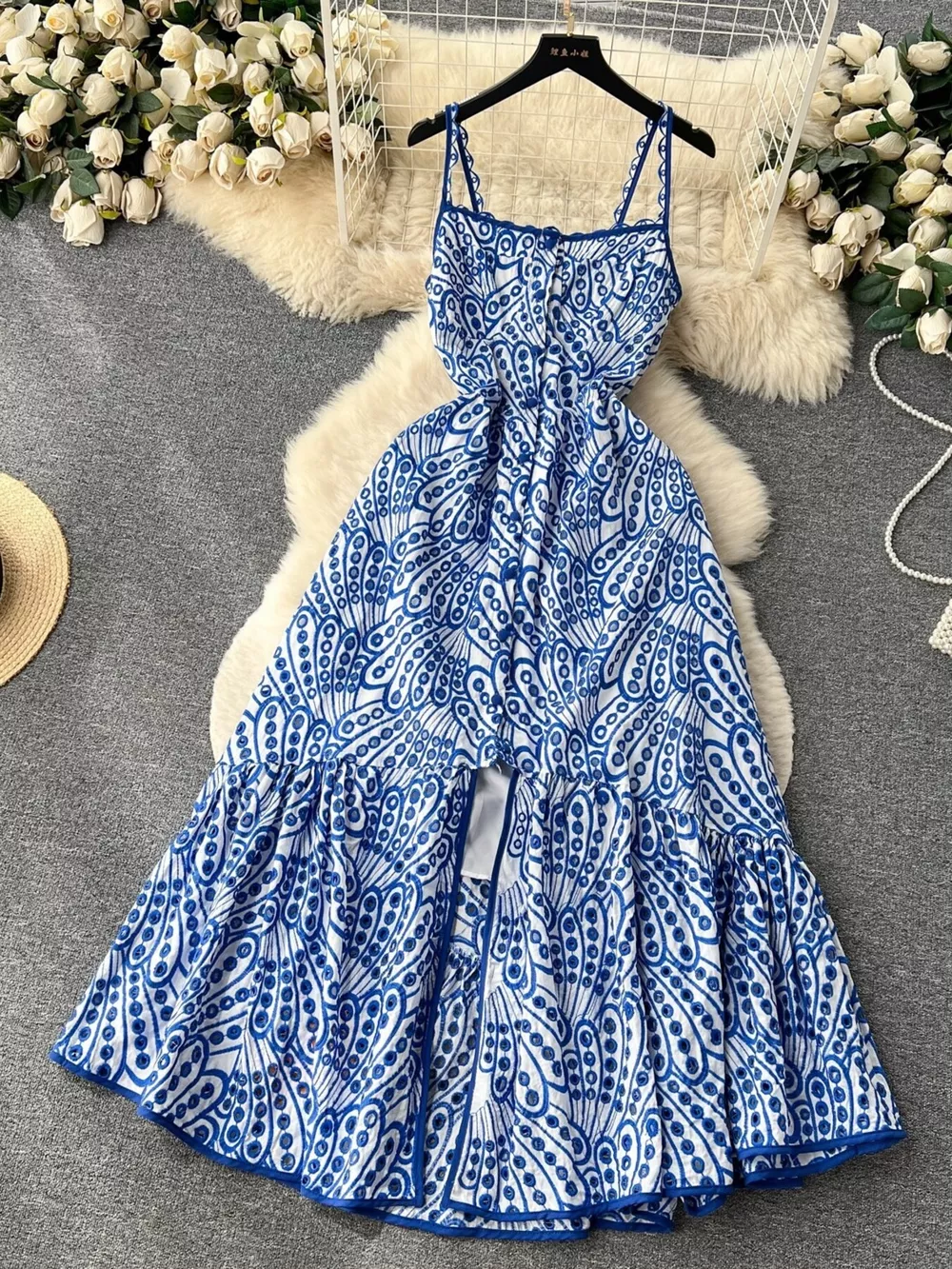 Eyelet Embroidered Tiered Cami Dress