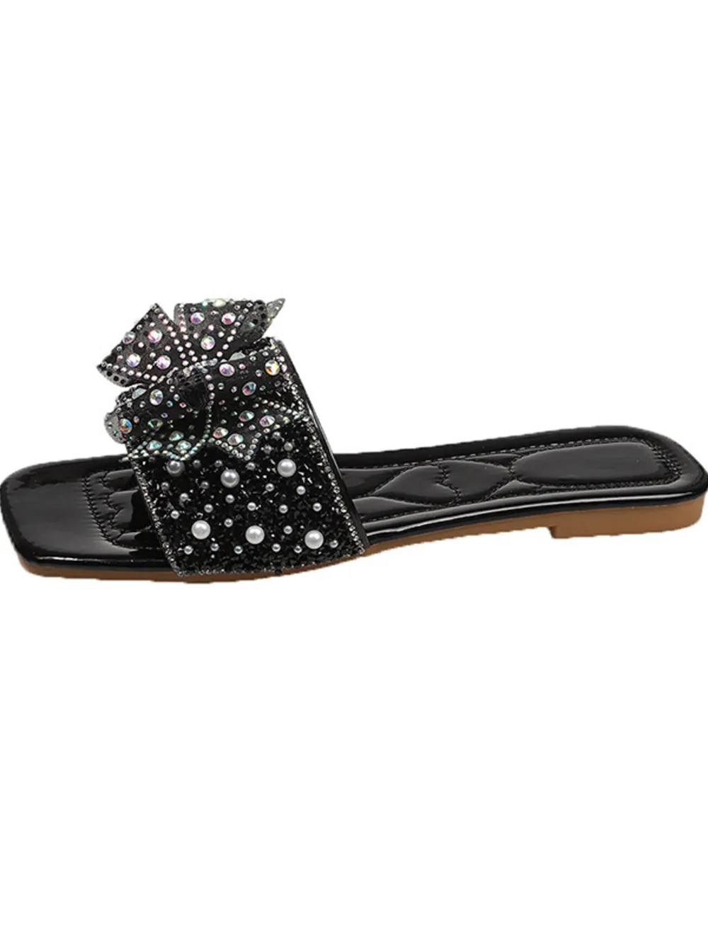 Rhinestone Embellished Flats Slip-On Sandals, image 4