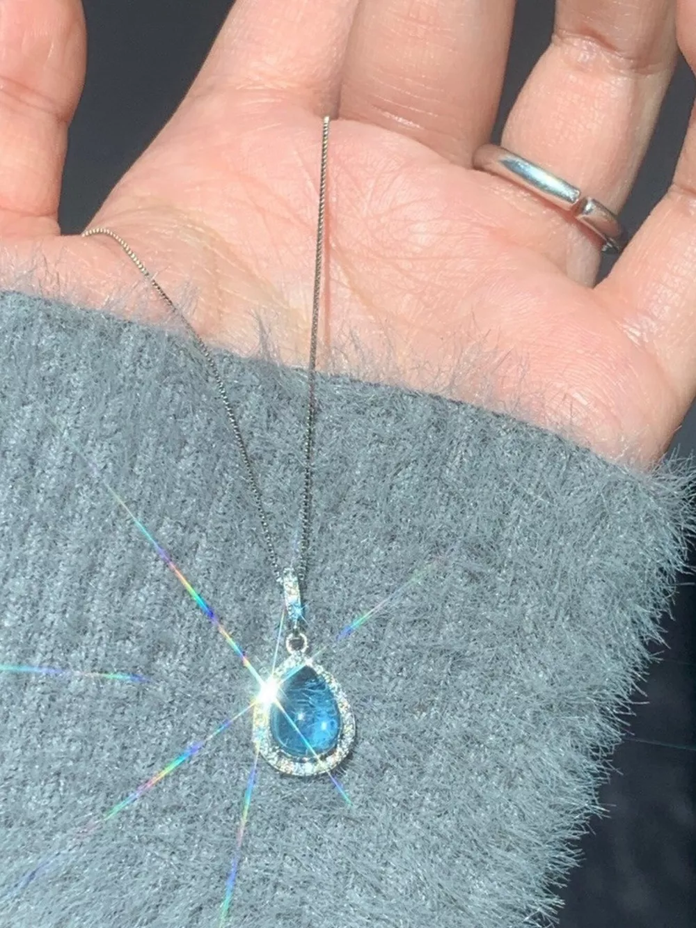 Crystal Teardrop Pendant Necklace, image 3