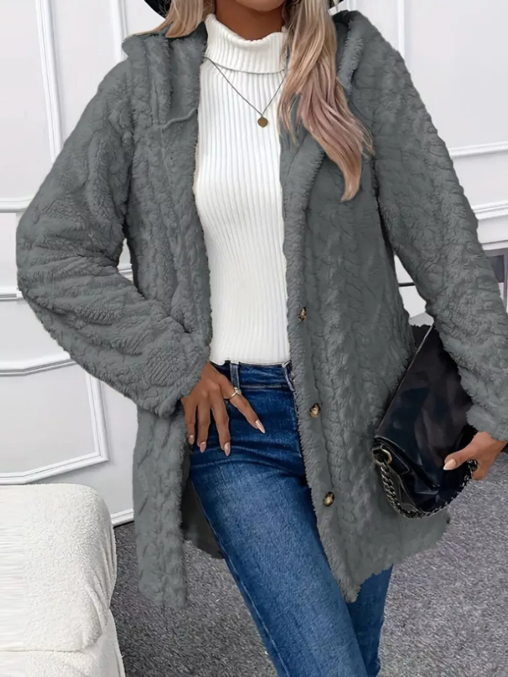 Full Size Button-Down Hooded Outerwear Plus Size, image 21