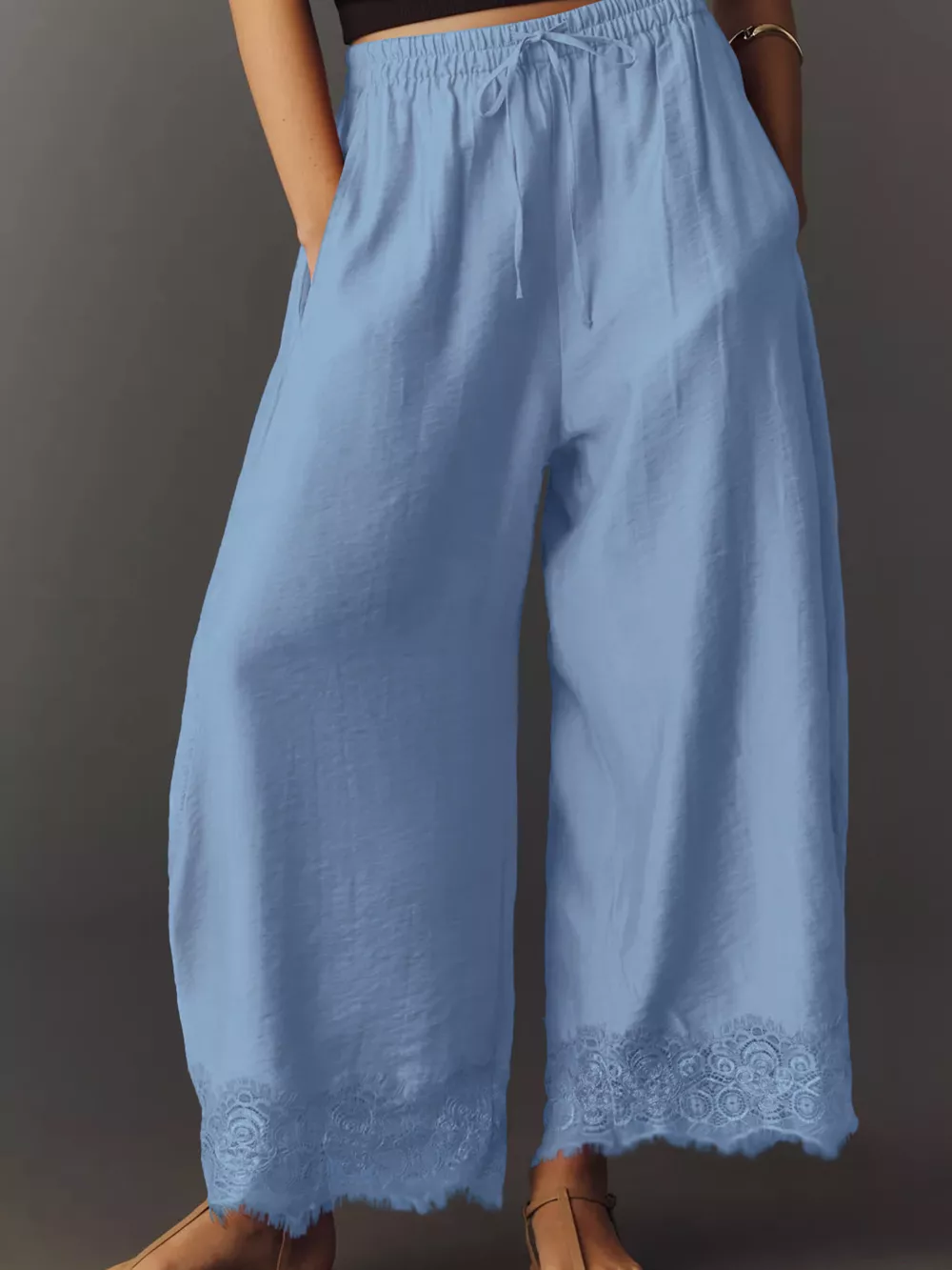 Drawstring Wide Leg Pants, image 2