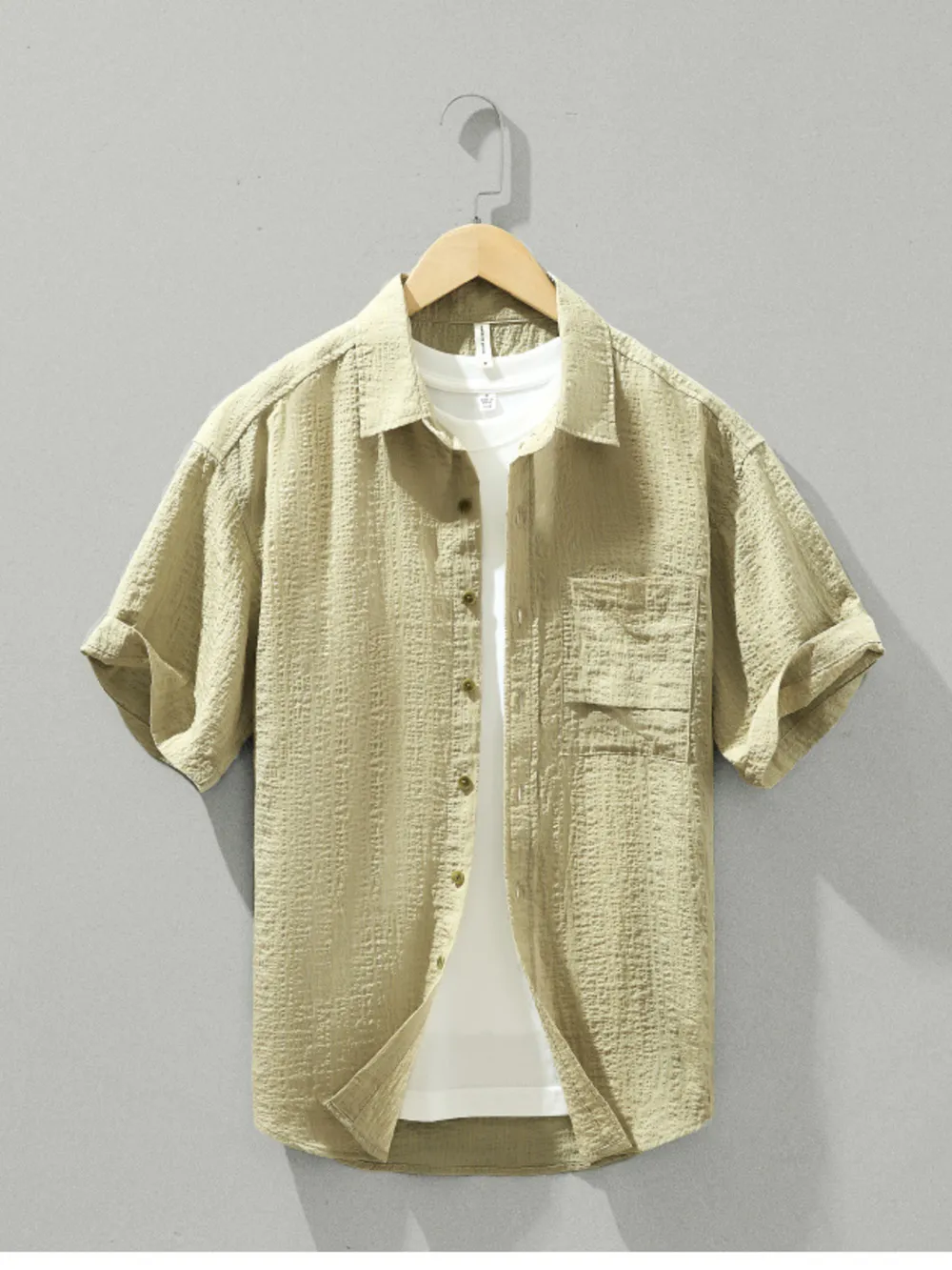 Men's Plus Size Textured Short Sleeve Casual Shirt, image 6