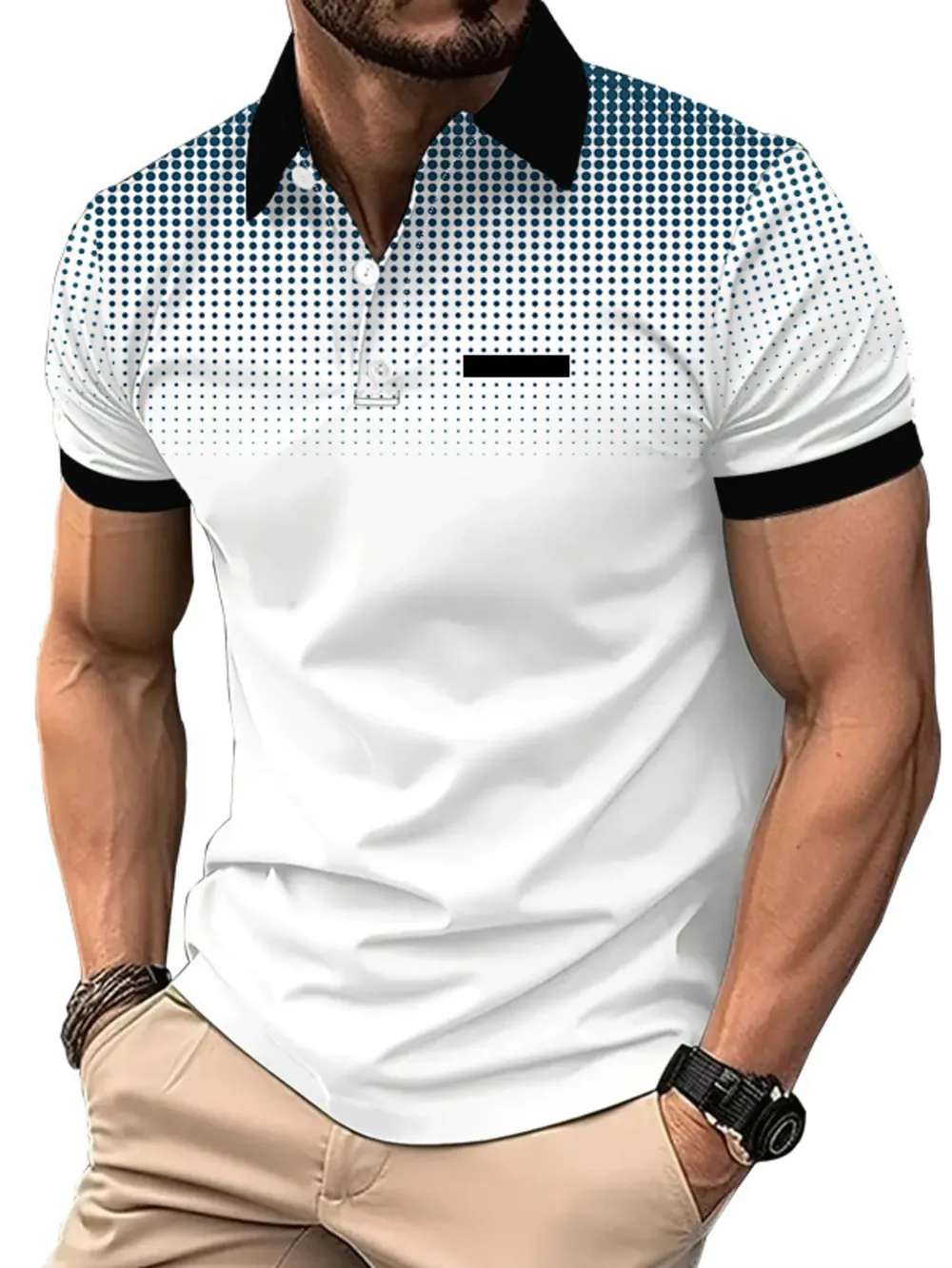 Men's Full Size Button Detail Short Sleeve Polo Plus Size, image 3