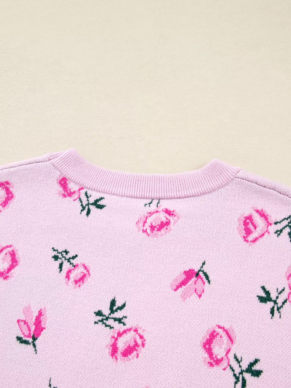 Floral Drop Shoulder Cropped Sweater, image 8