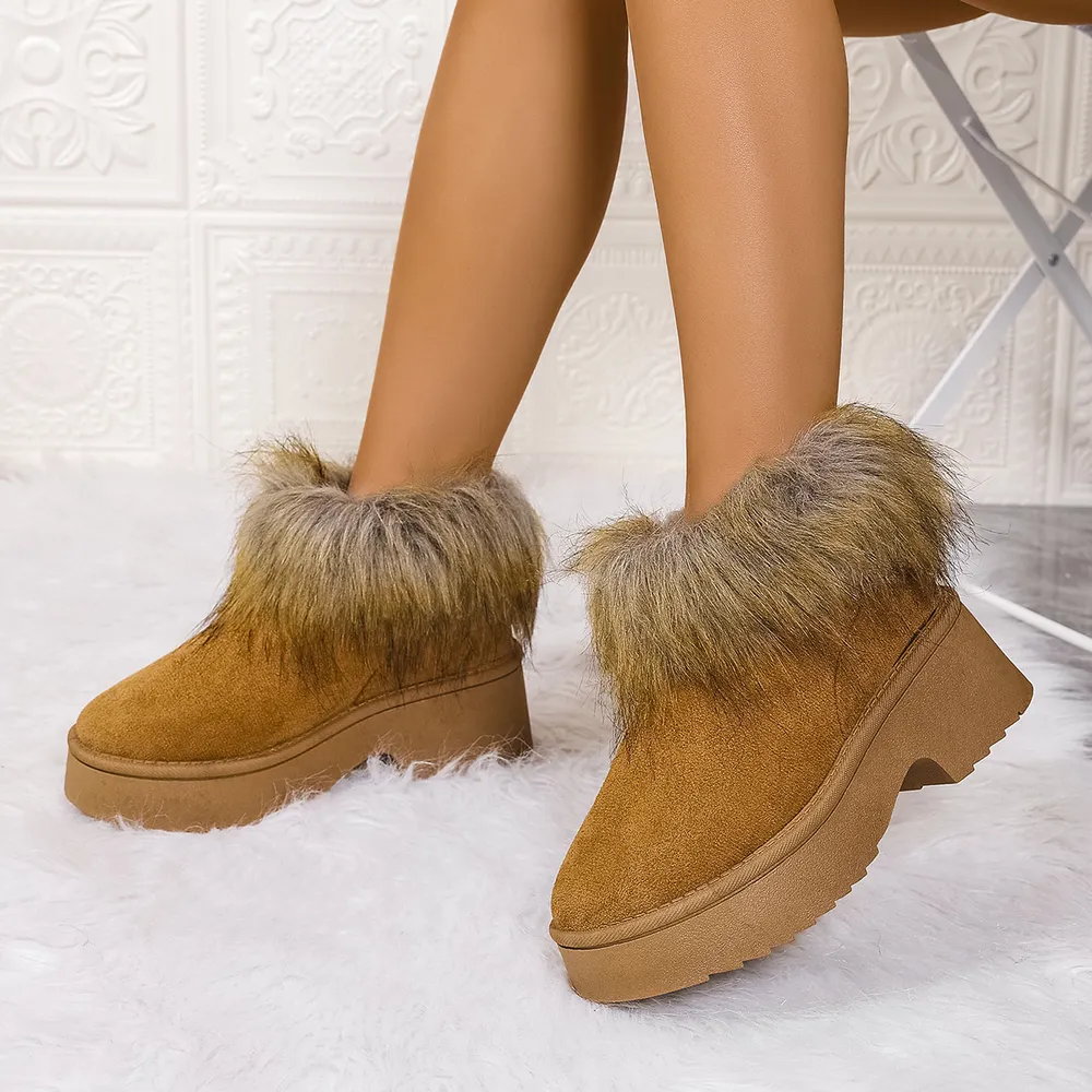 Furry Trim Platform Winter Boots, image 4