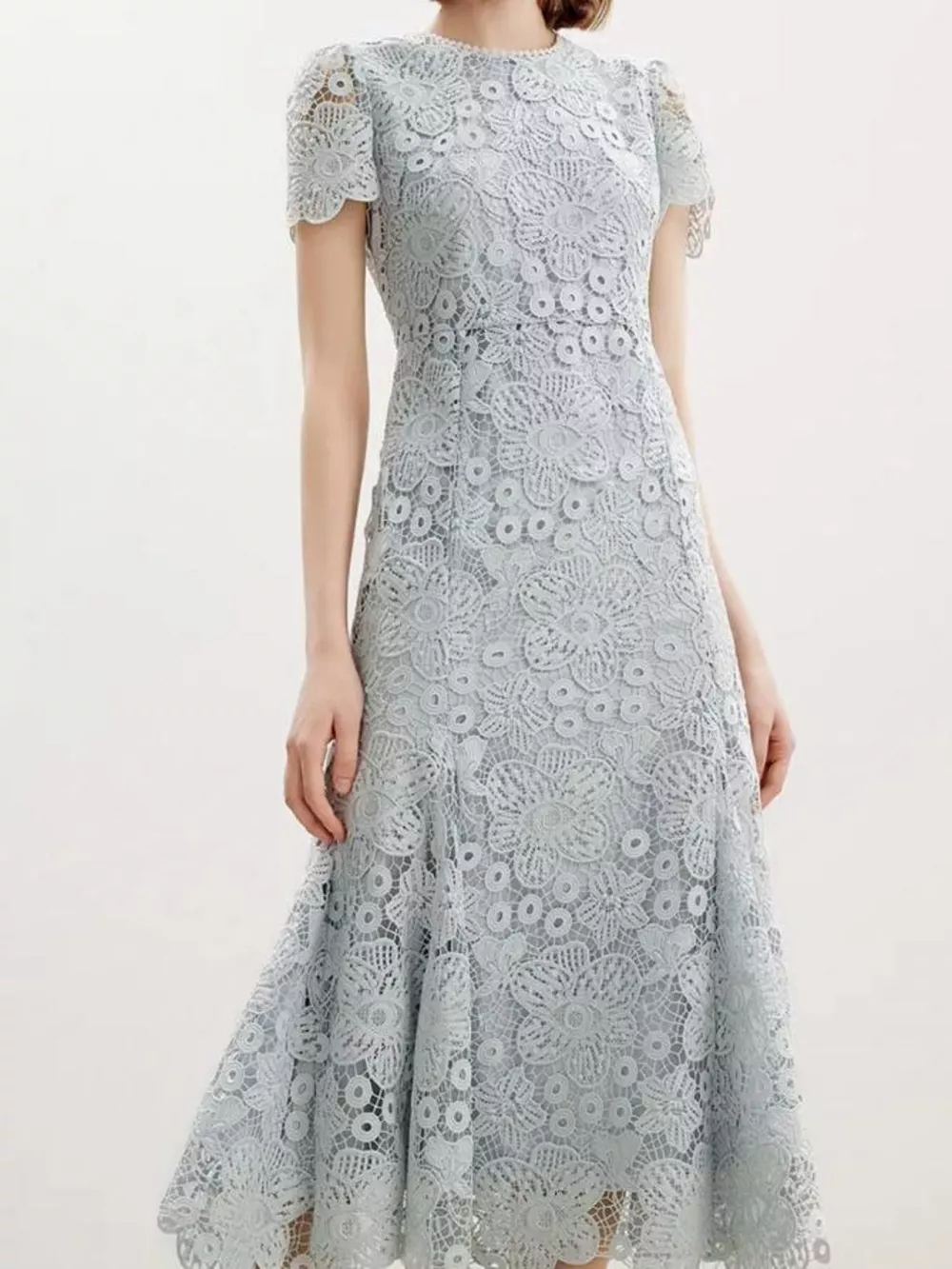 Lace Short Sleeve Mermaid Dress, image 5