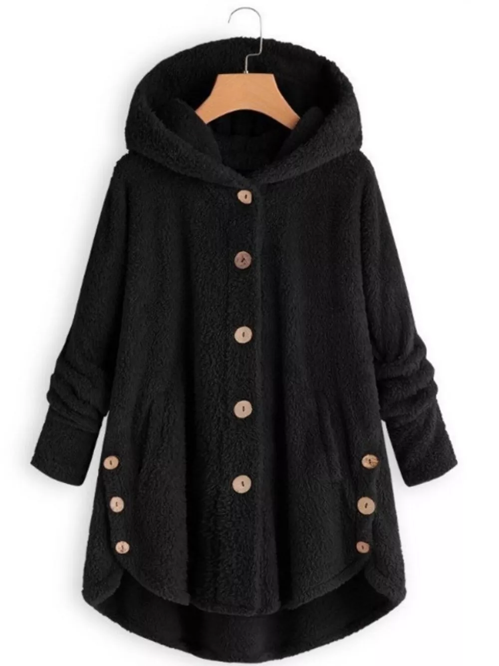 Full Size Fleece Button-Down Hooded Outerwear Plus Size, image 2