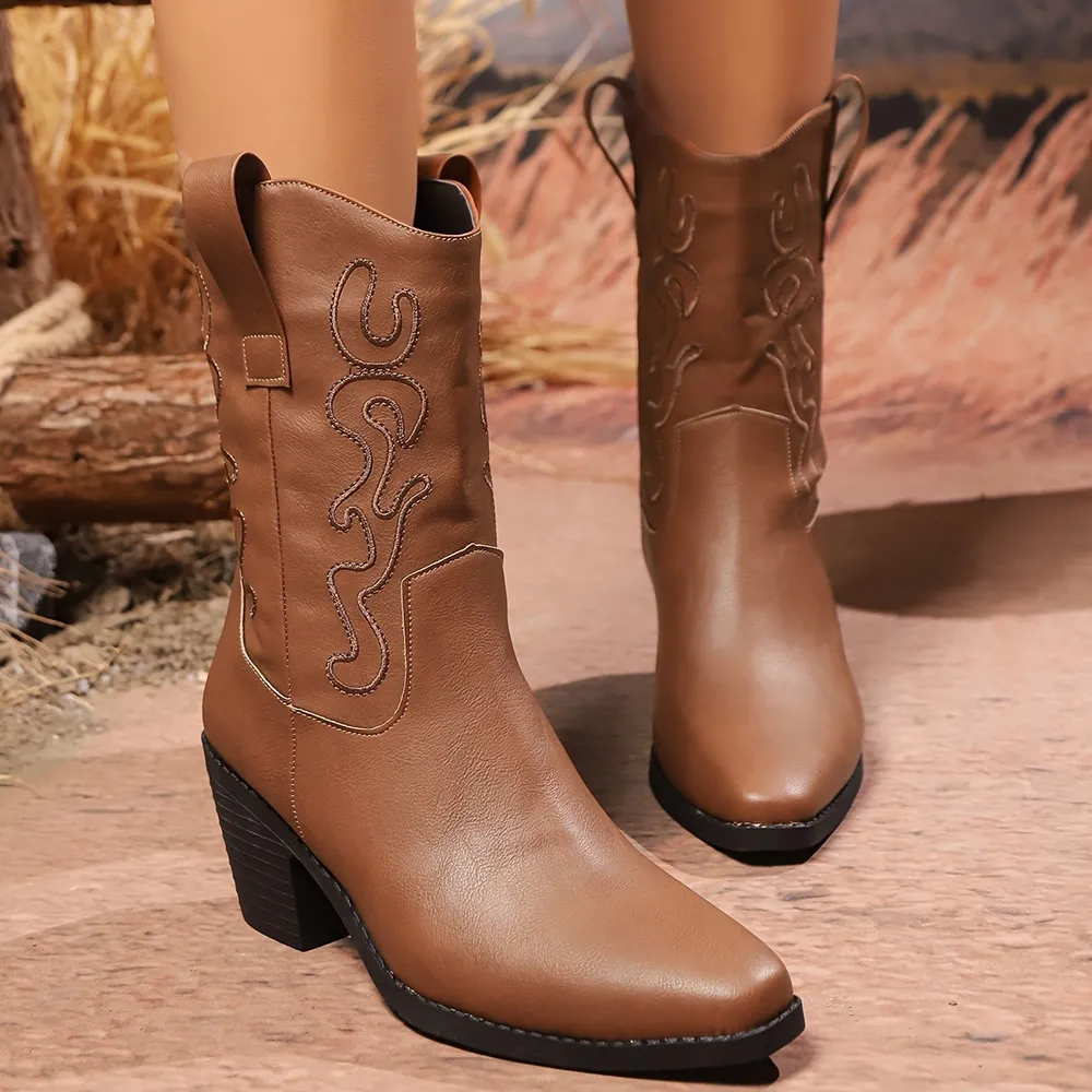 Point Toe Block Heels Boots, image 6
