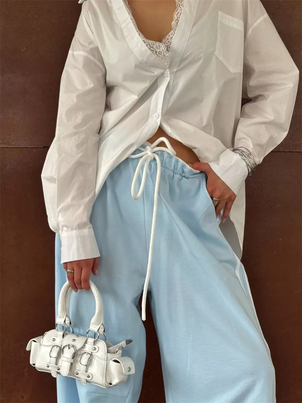 Side Stripes High-Waisted Wide-Leg Sweatpants, image 14