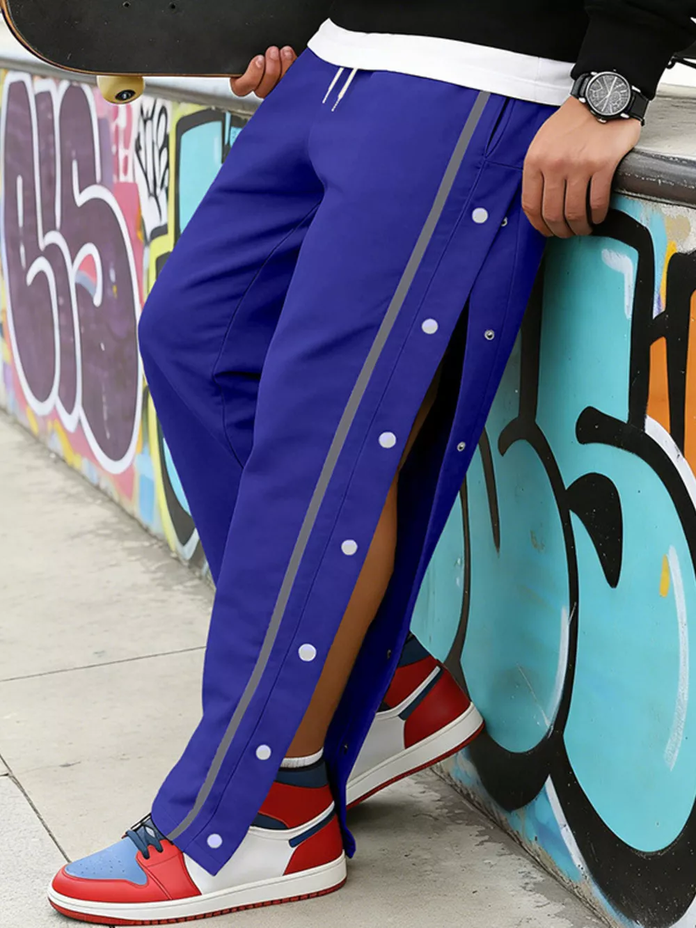 Men's Full Size Side Snap Button Pants Plus Size, image 8