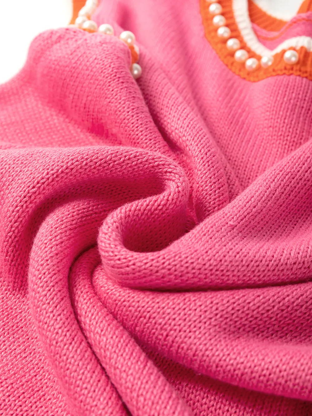 Contrast Trim Pearl Detail Sweater Tank Top, image 5