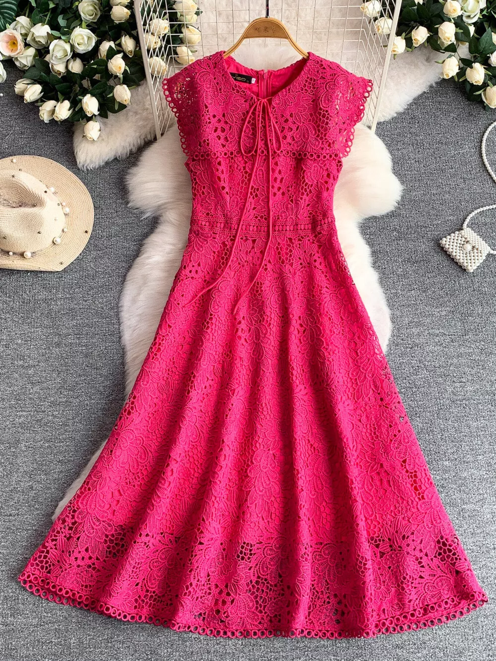 Lace Sleeveless A-Line Dress, image 4