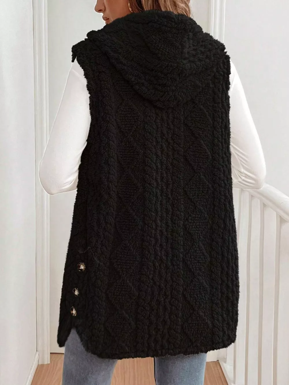 Cozy Sherpa Fleece Hooded Vest Coat, image 12