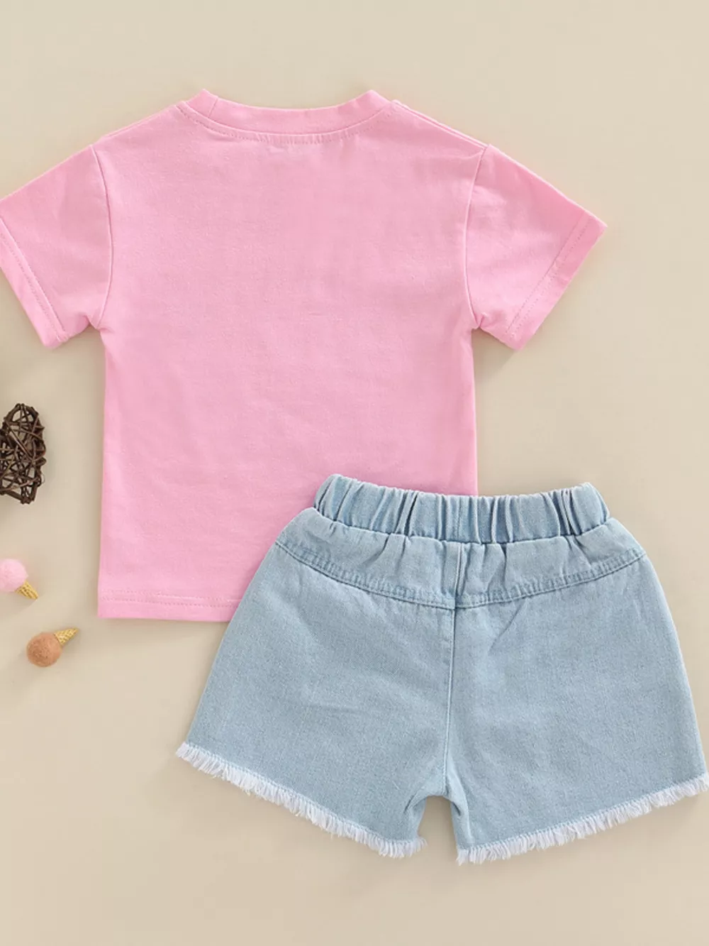 Children's Letter Tee & Ripped Denim Shorts Set, image 7