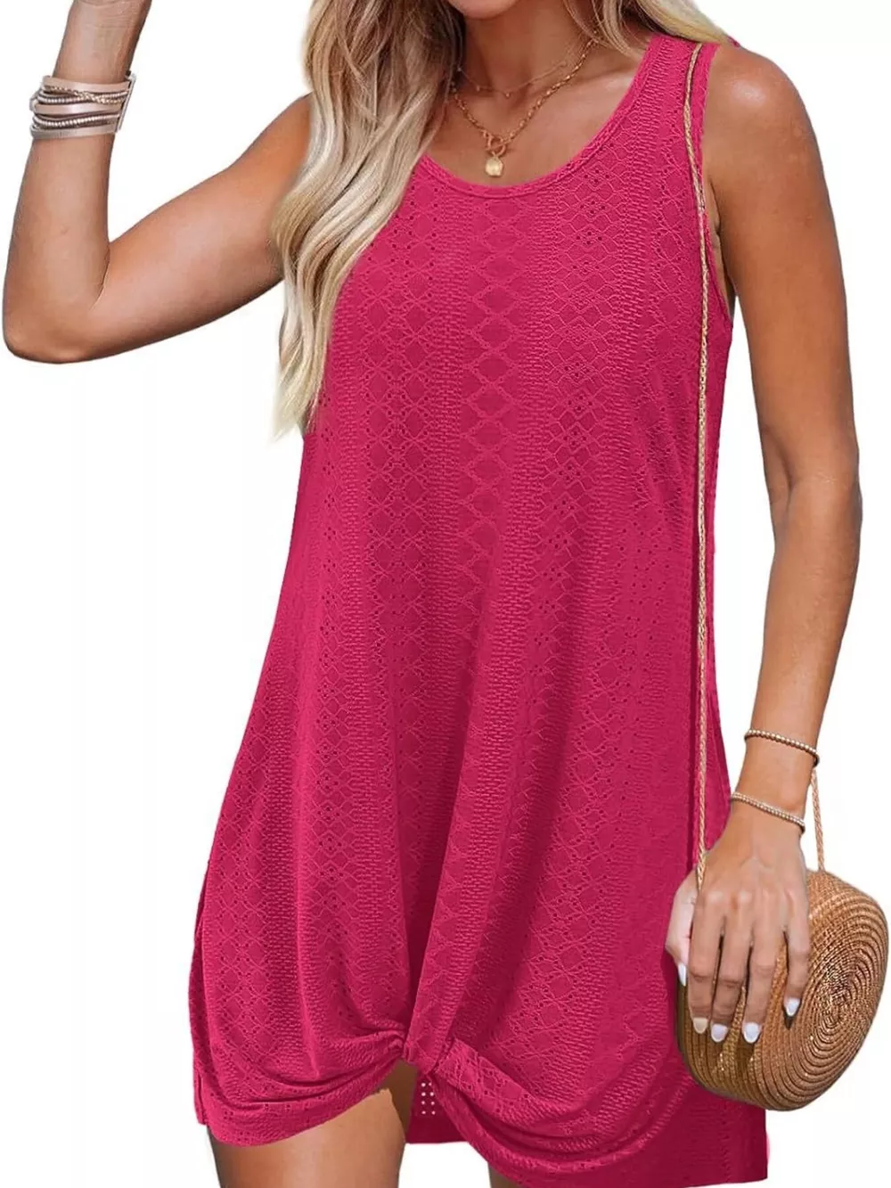 Sleeveless Knotted Hem Tank Dress, image 4