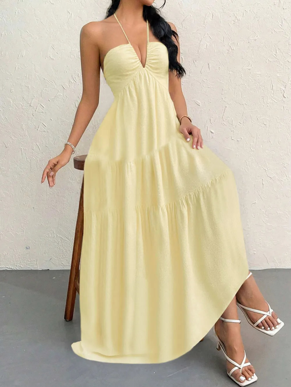Halter Neck Tiered Maxi Dress, image 15