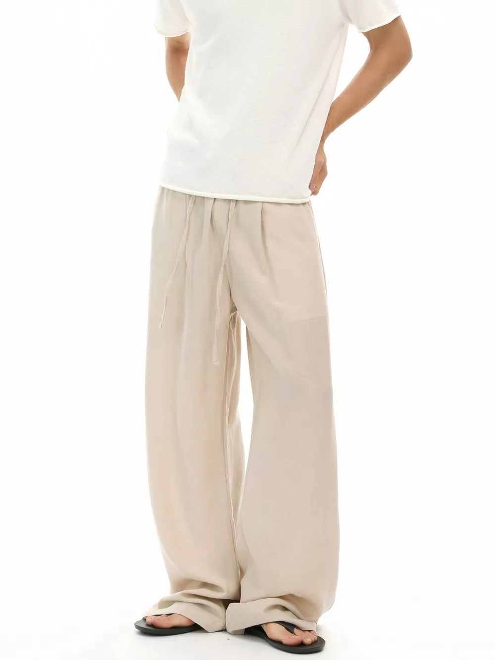 Men's Wide-Leg Drawstring Casual Pants, image 2