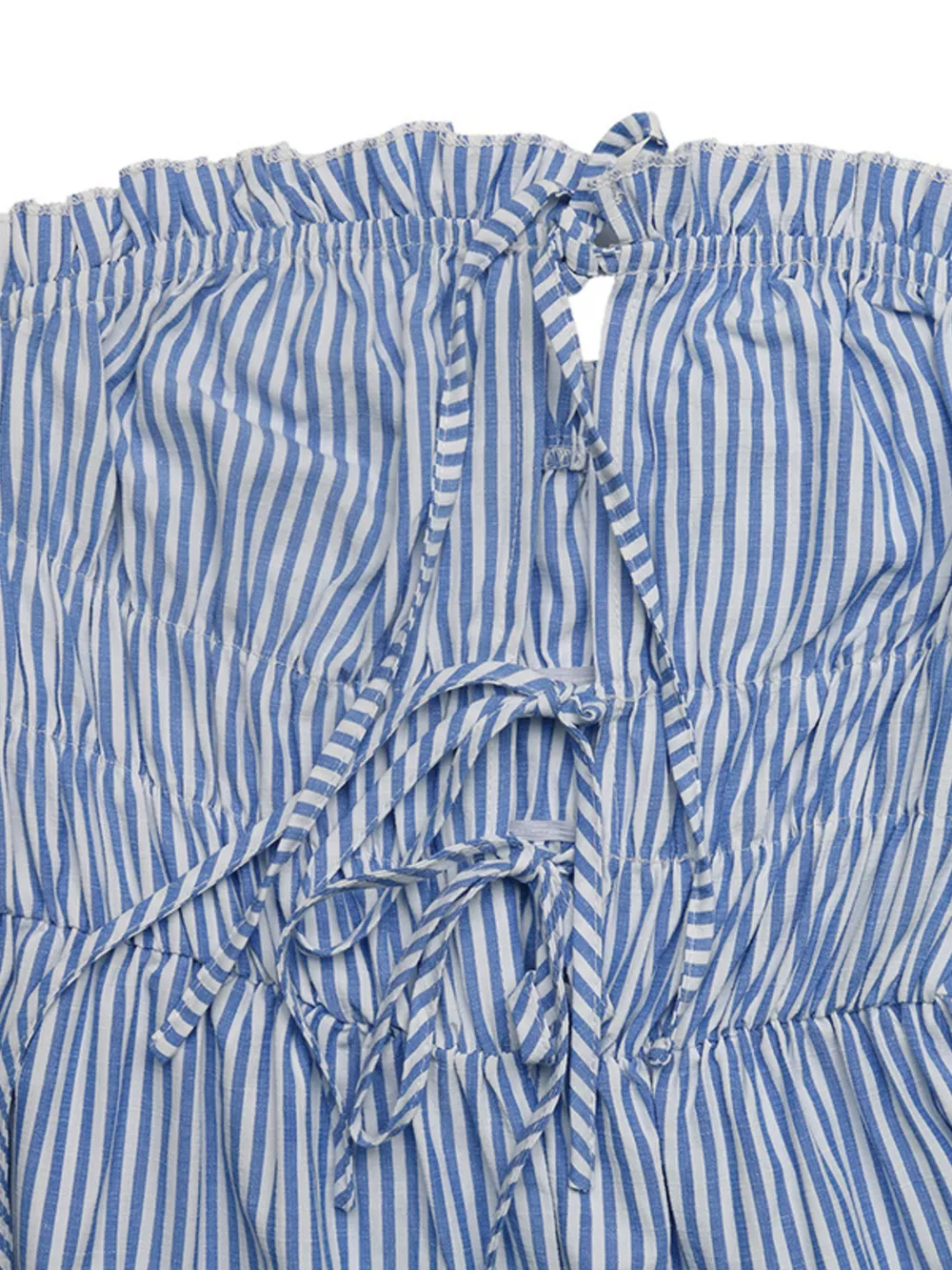 Striped Strapless Tie Front Wide Leg Jumpsuit, image 7