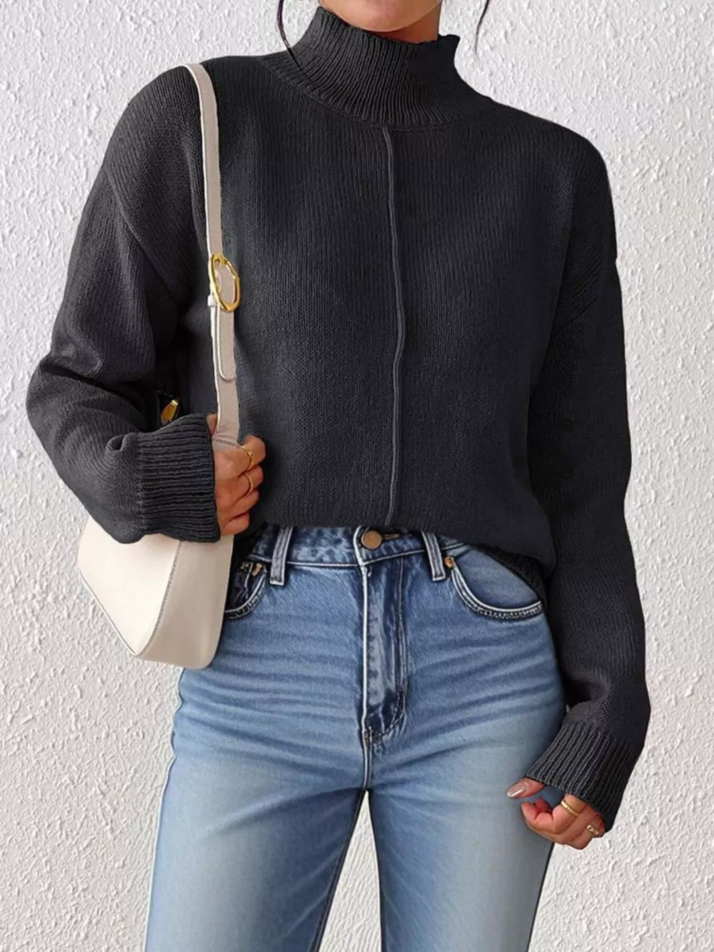 Turtleneck Dropped Shoulder Sweater, image 9