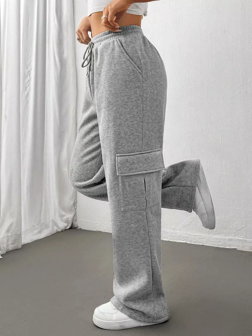 Relaxed Fit Pants with Drawstring Waist, image 8