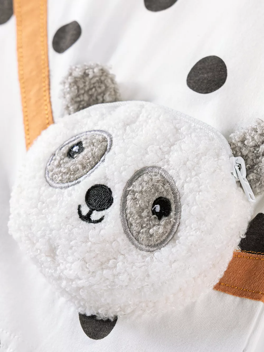 Children's Panda Plush Bag Polka Dot Outfit Set, image 4