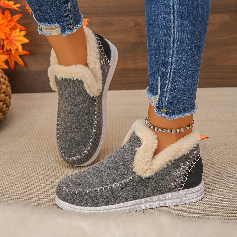 Round Toe Fleece-Lined Ankle Boots, image 7