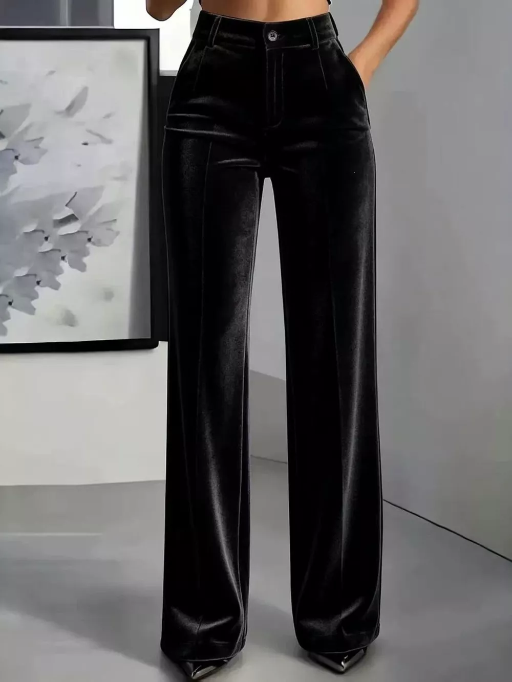 Full Size High-Waisted Velvet Pants Plus Size, image 3