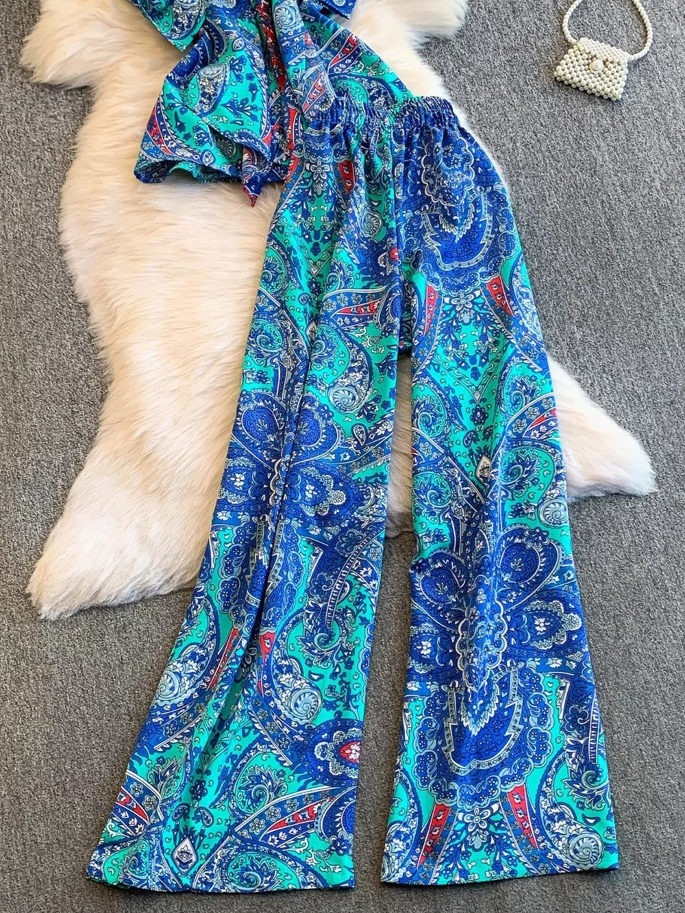 Printed Cami and Wide Leg Pants Set, image 4