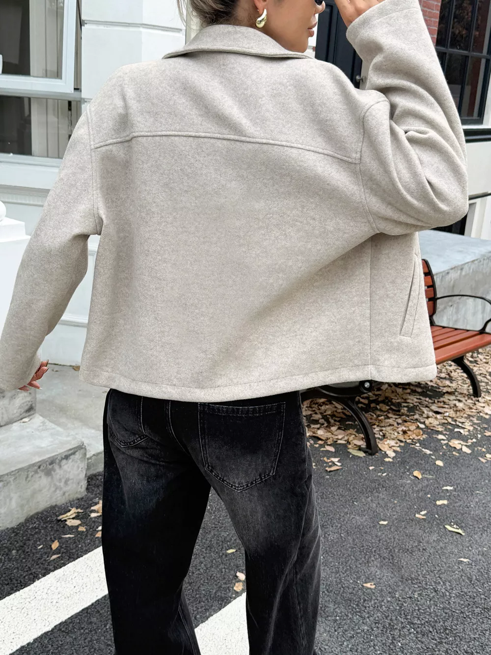 Zip-Up Dropped Shoulder Jacket, image 4