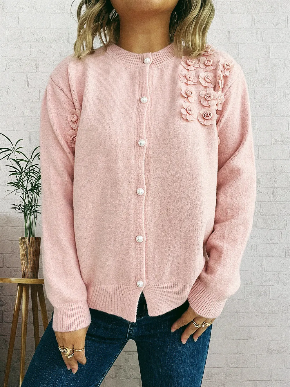 Flower Button Up Long Sleeve Cardigan, image 13