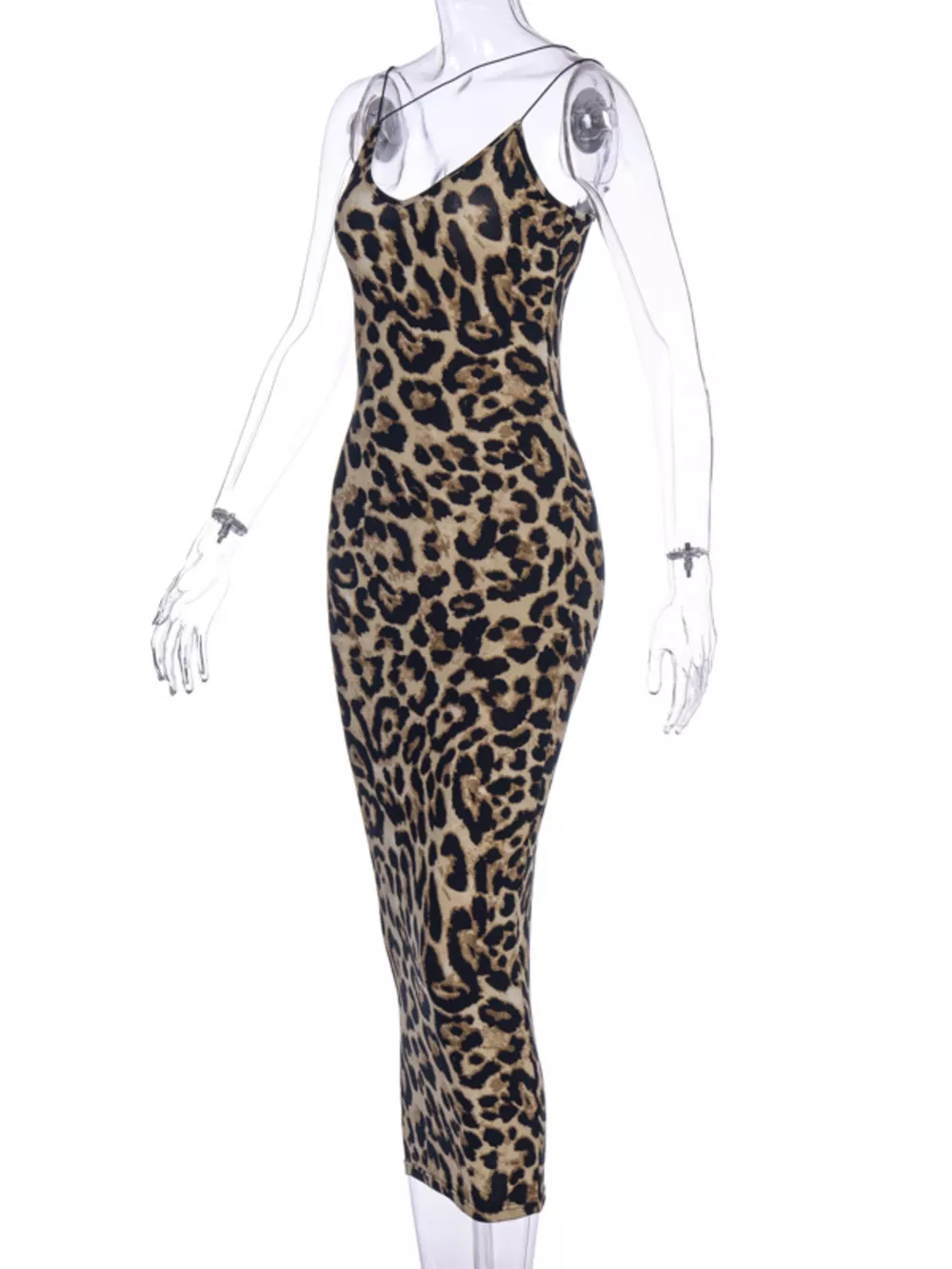 Leopard Print Spaghetti Strap Midi Dress, image 6
