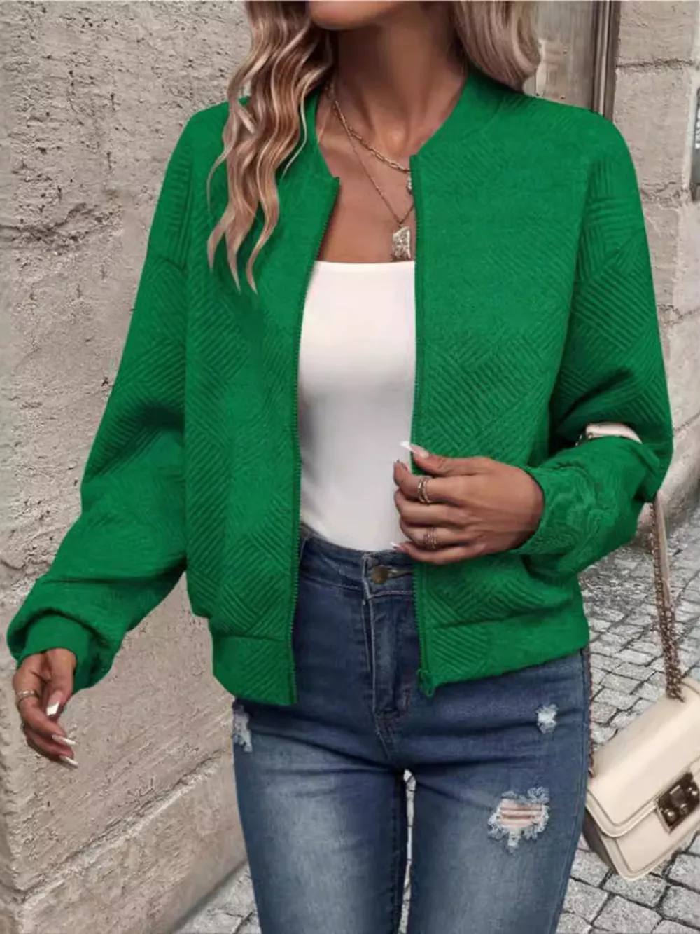 Textured Knit Zip-Up Jacket, image 22