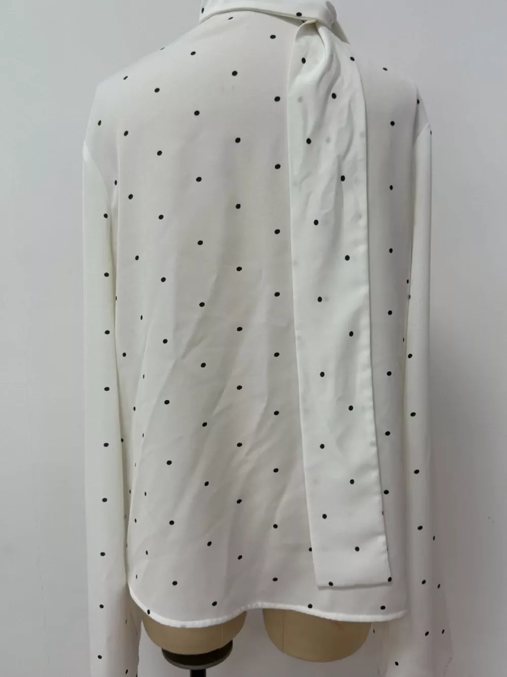Polka Dot Silk Blouse with Scarf Neck Tie, image 9