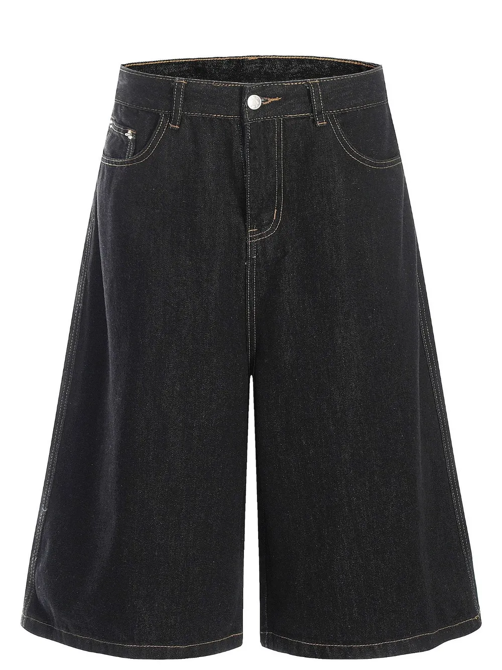 Men's Wide Leg Wash Denim Shorts