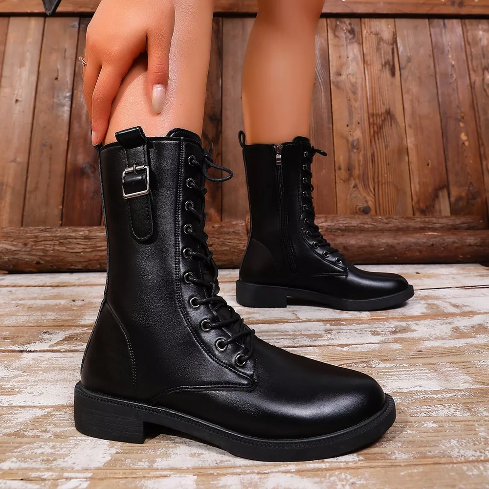 Round Toe Lace Up Boots, image 2