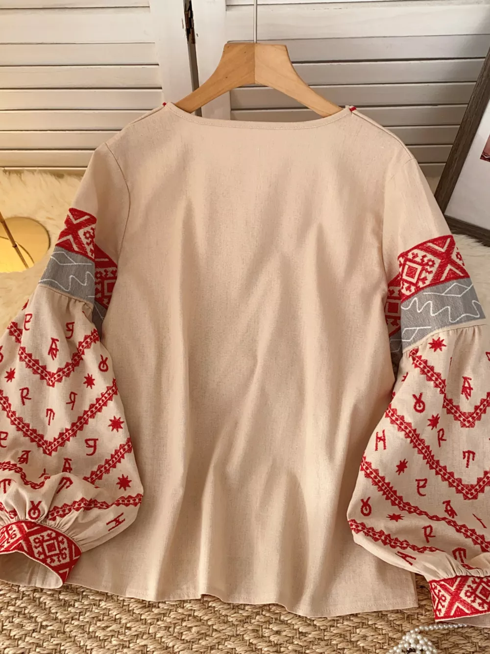 Embroidered Tie Neck Blouse, image 3