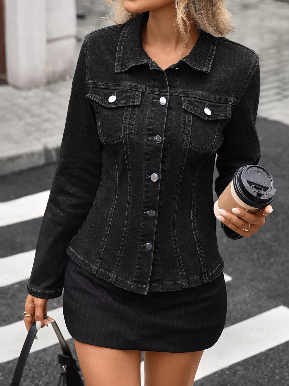 Button Up Long Sleeve Denim Jacket
