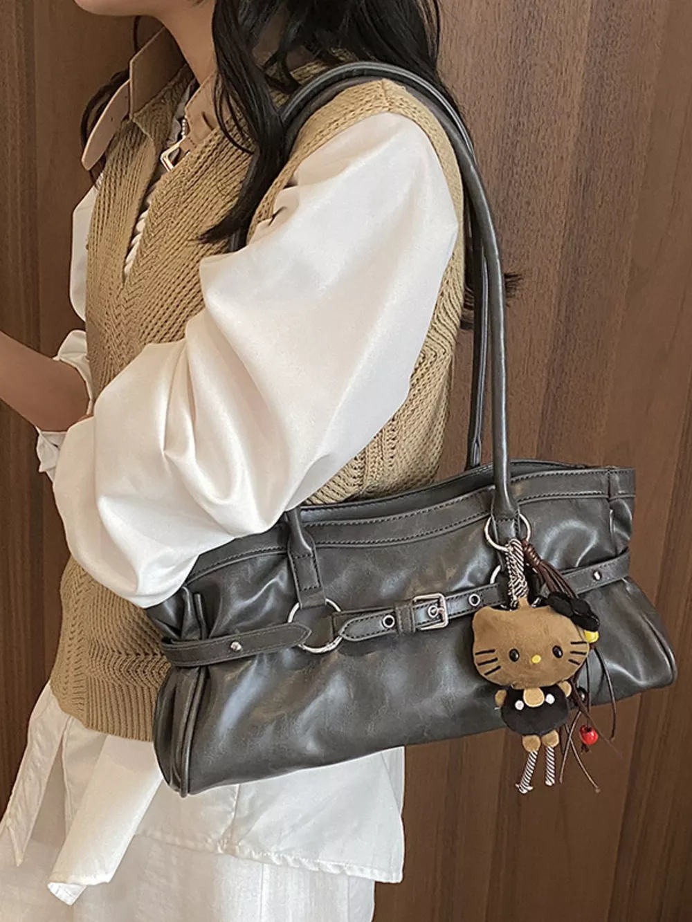 Decorative Buckle Shoulder Bag, image 5