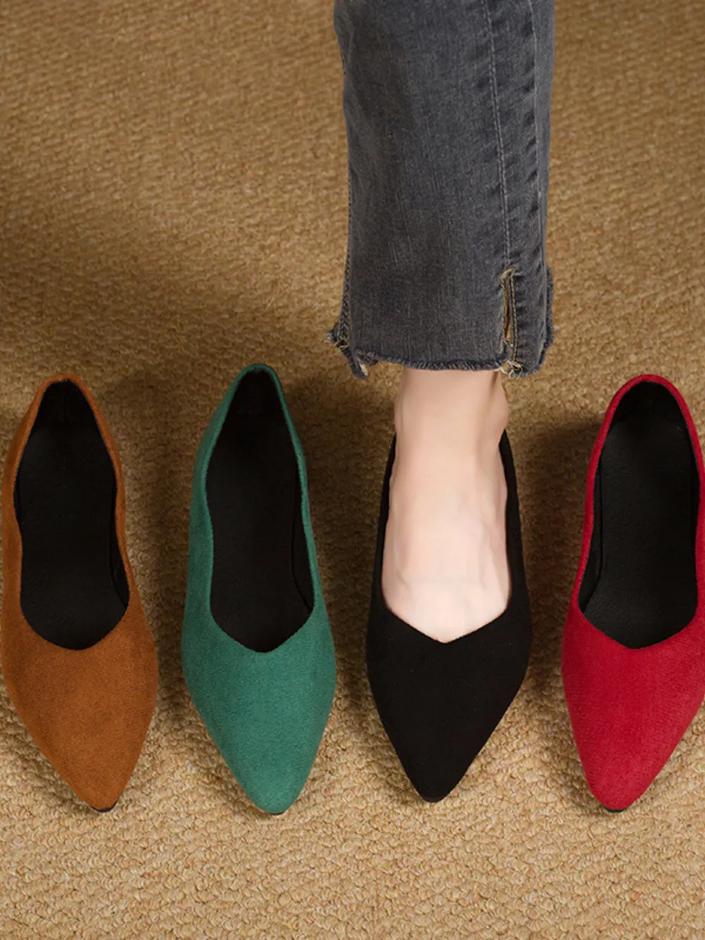 Solid Color Point Toe Slip-Ons, image 2
