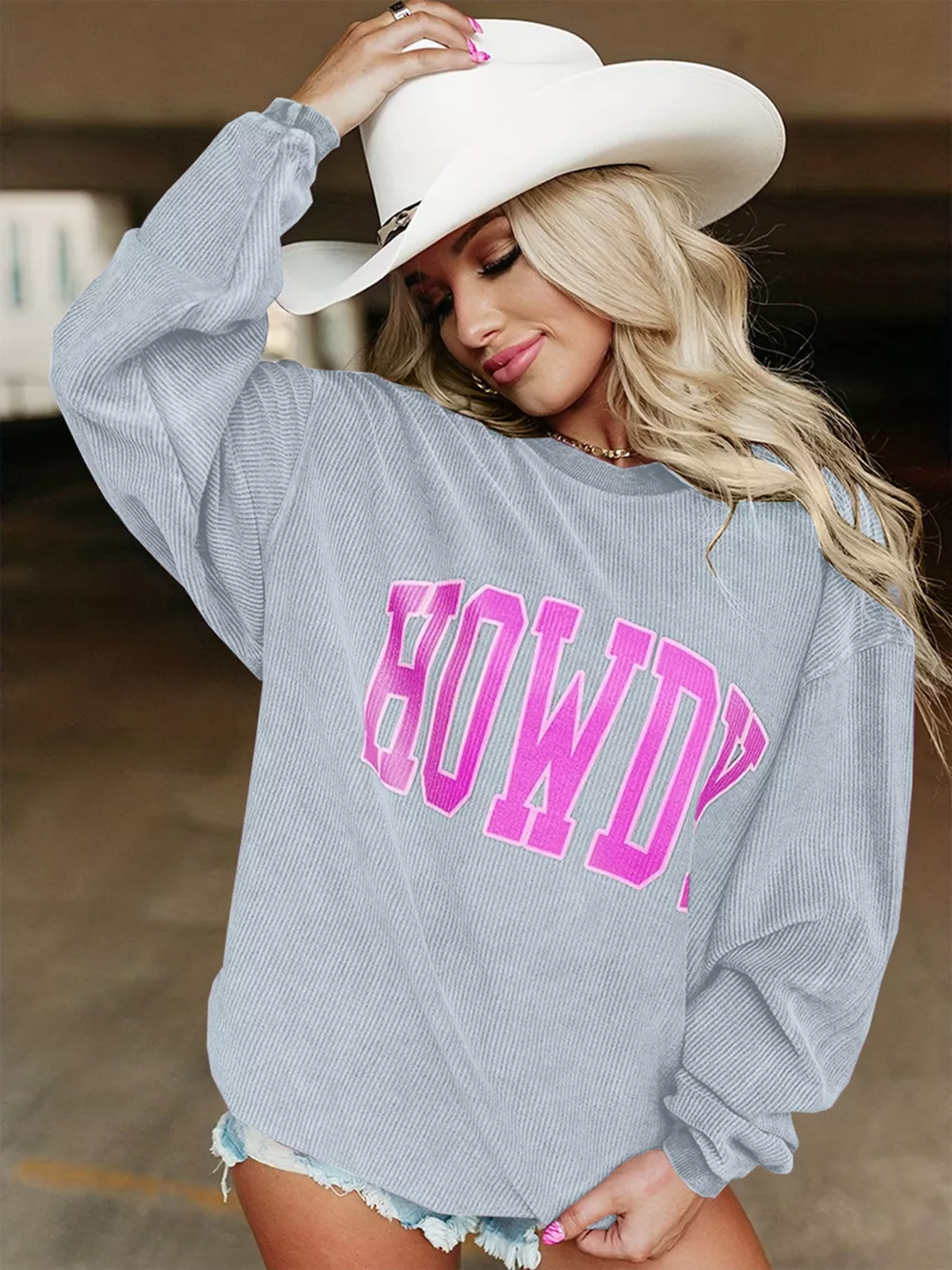 Full Size Howdy Round Neck Oversized Sweatshirt Plus Size, image 13