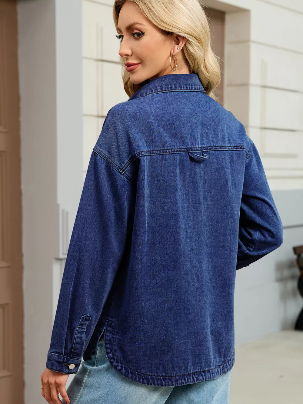 Button Up Dropped Shoulder Denim Jacket, image 18