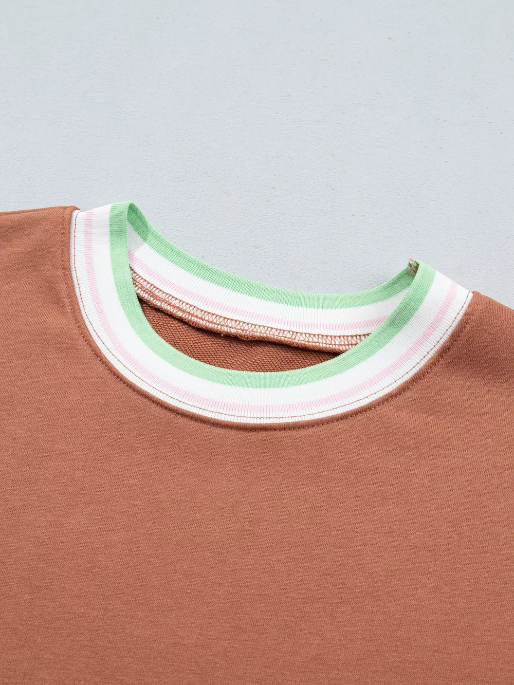 Contrast Striped Trim Baggy Pullover Sweatshirt, image 4