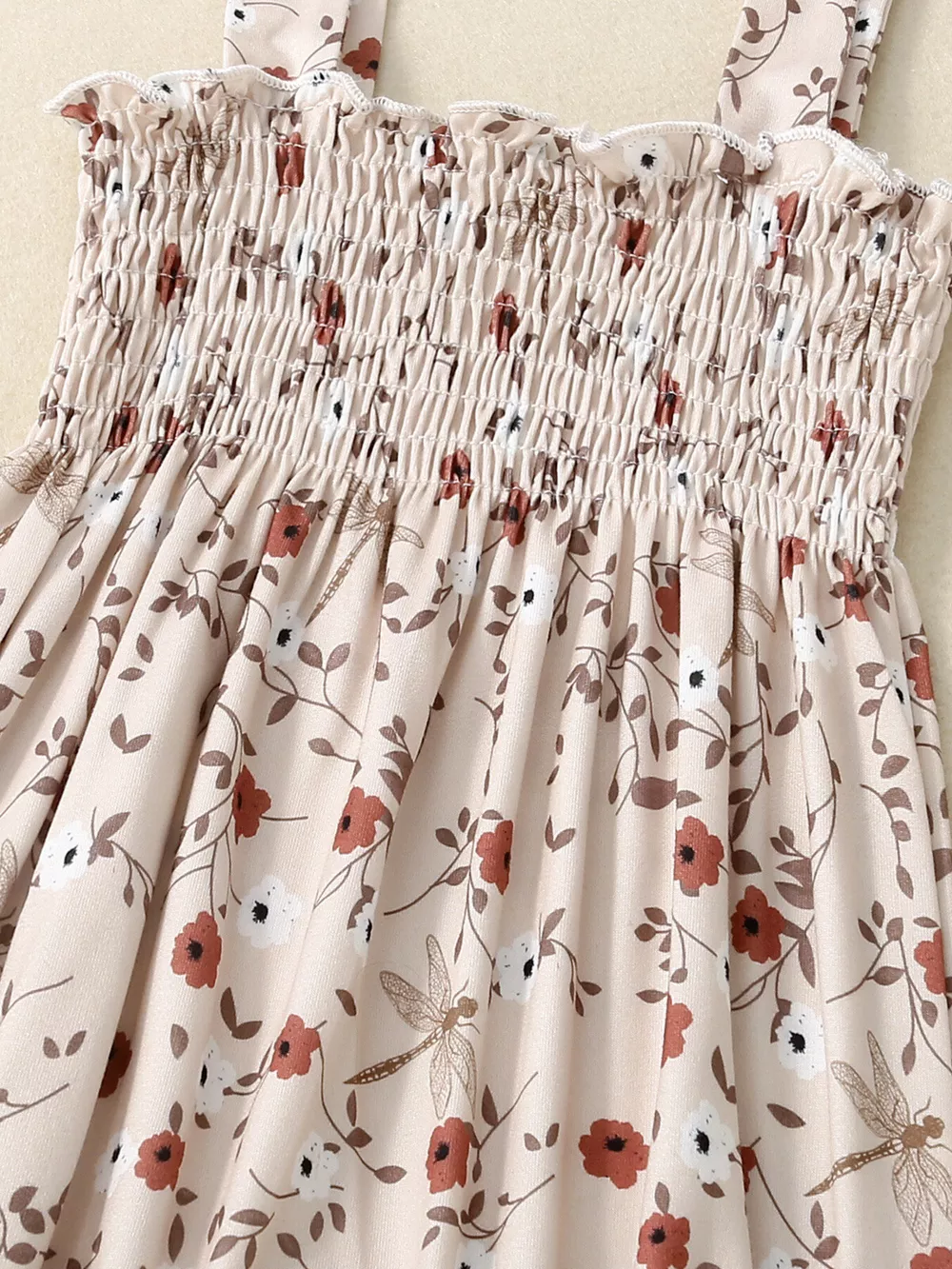 Children's Floral Print Smocked Jumpsuit, image 3