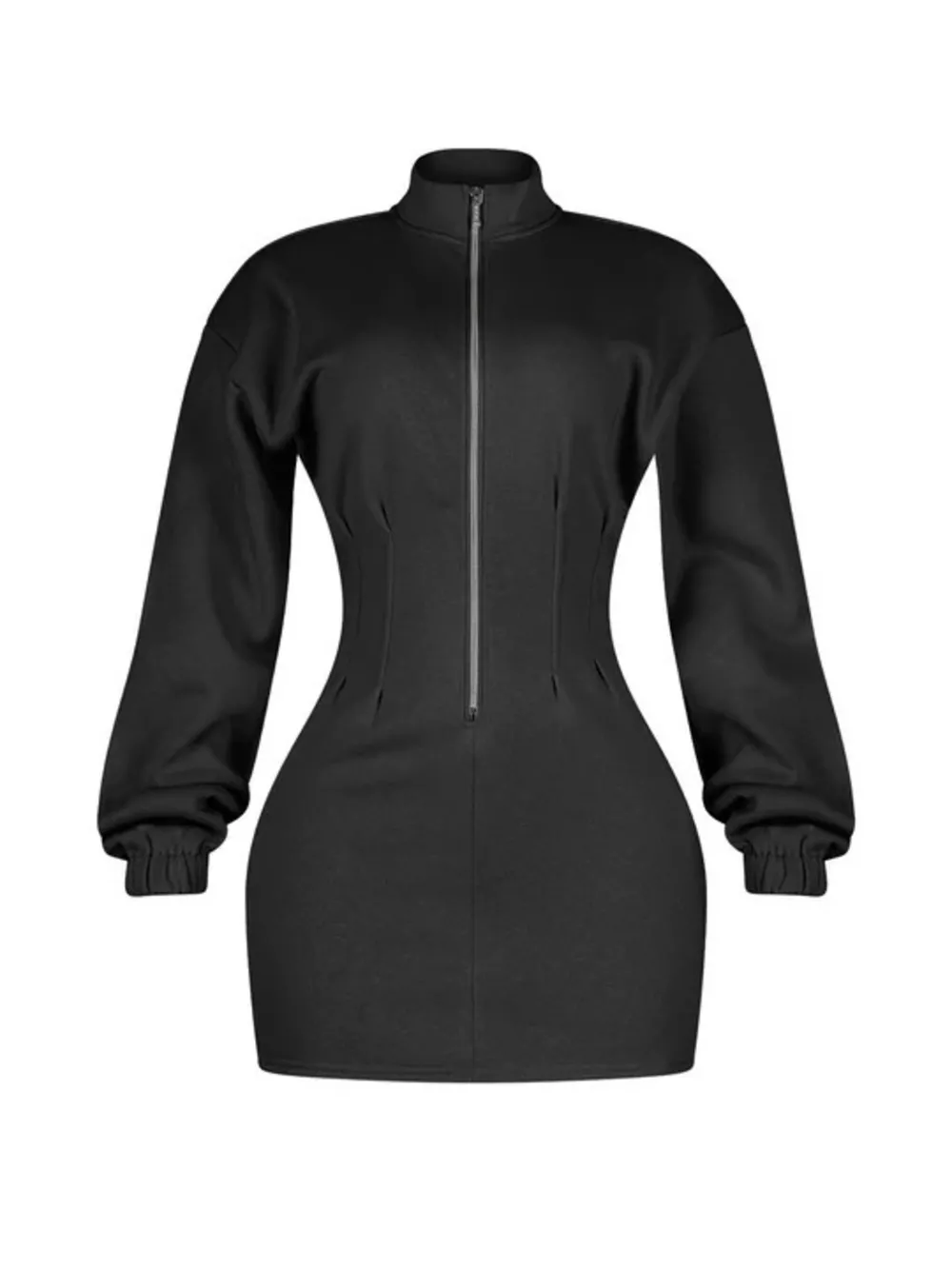 Casual Zip-Up Long Sleeve Mini Dress, image 12