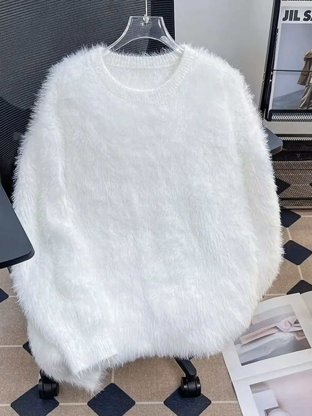Men's Fluffy Knit Pullover Sweater, image 2