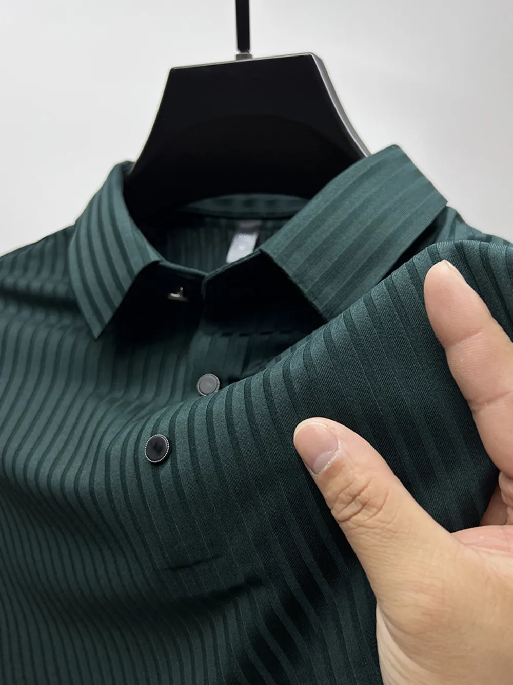 Men's Plus Size Ribbed Texture Short Sleeve Polo, image 5