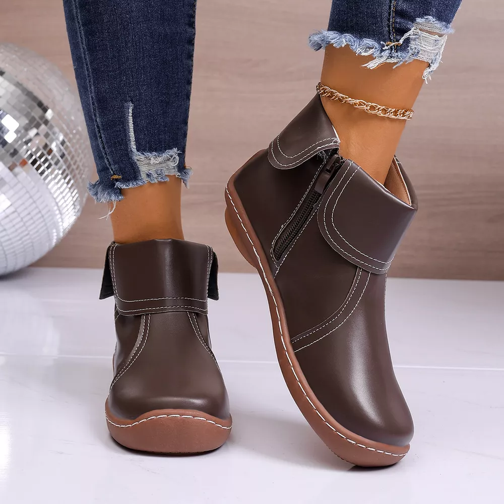 Round Toe Side Zipper Boots, image 7