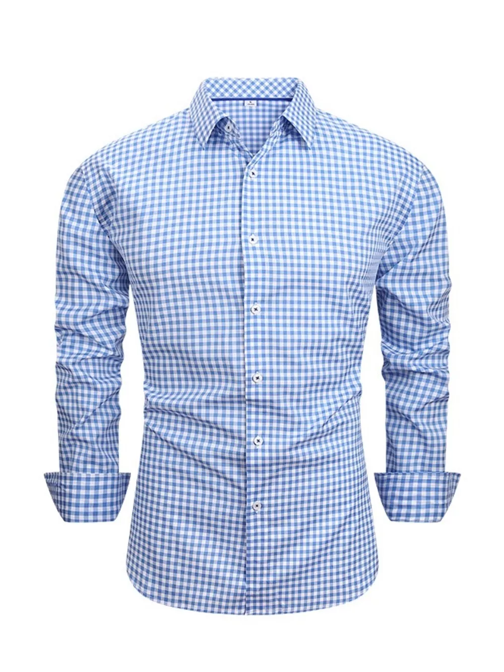 Men's Full Size Classic Fit Long Sleeve Gingham Shirt Plus Size, image 5