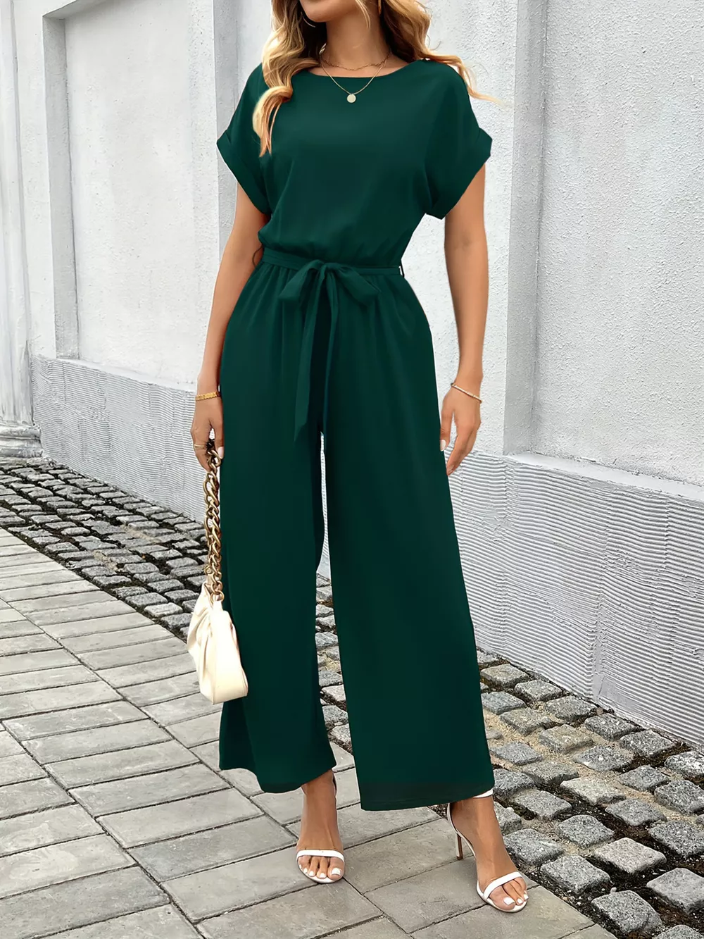 Tie Waist Wide Leg Jumpsuit, image 8