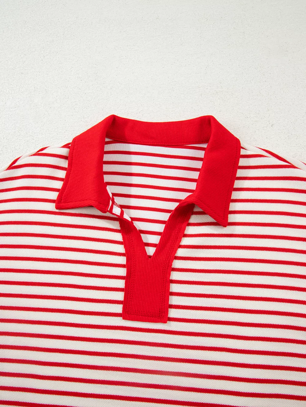 Stripe Collared V Neck Drop Shoulder Pullover and Skort 2pcs Outfit, image 11